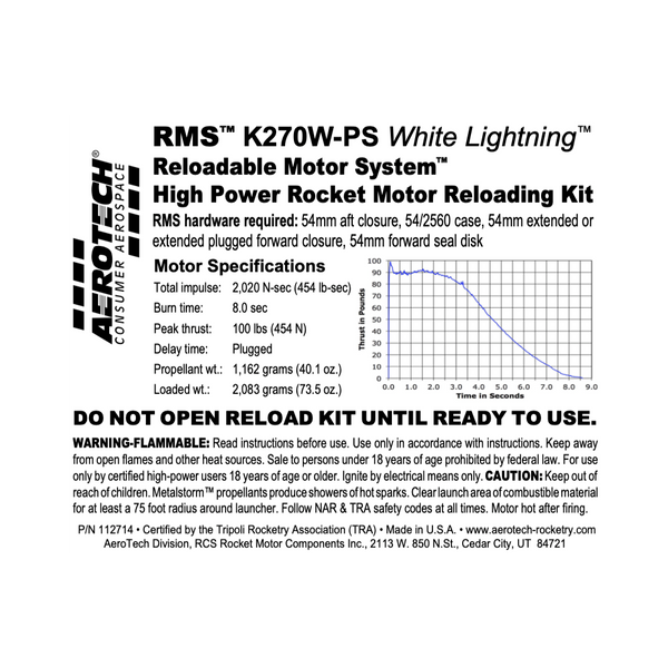 AeroTech K270W-PS RMS-54/2560 Reload Kit (1 Pack) - 112714
